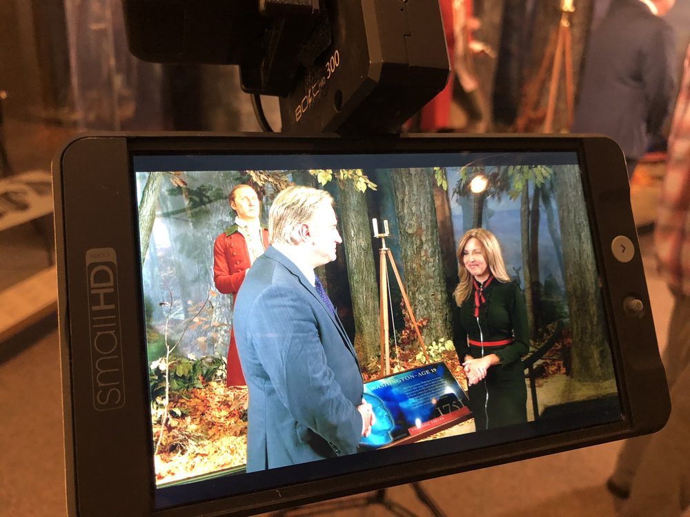 Filming a CBS segment at Mount Vernon - 2020