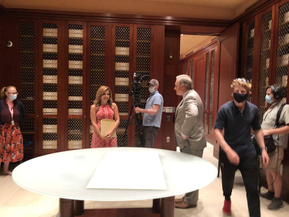 Filming a CBS segment at Mount Vernon - 2020