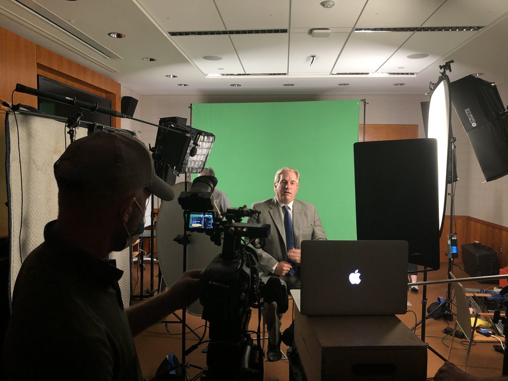 Filming a CBS segment at Mount Vernon - 2020
