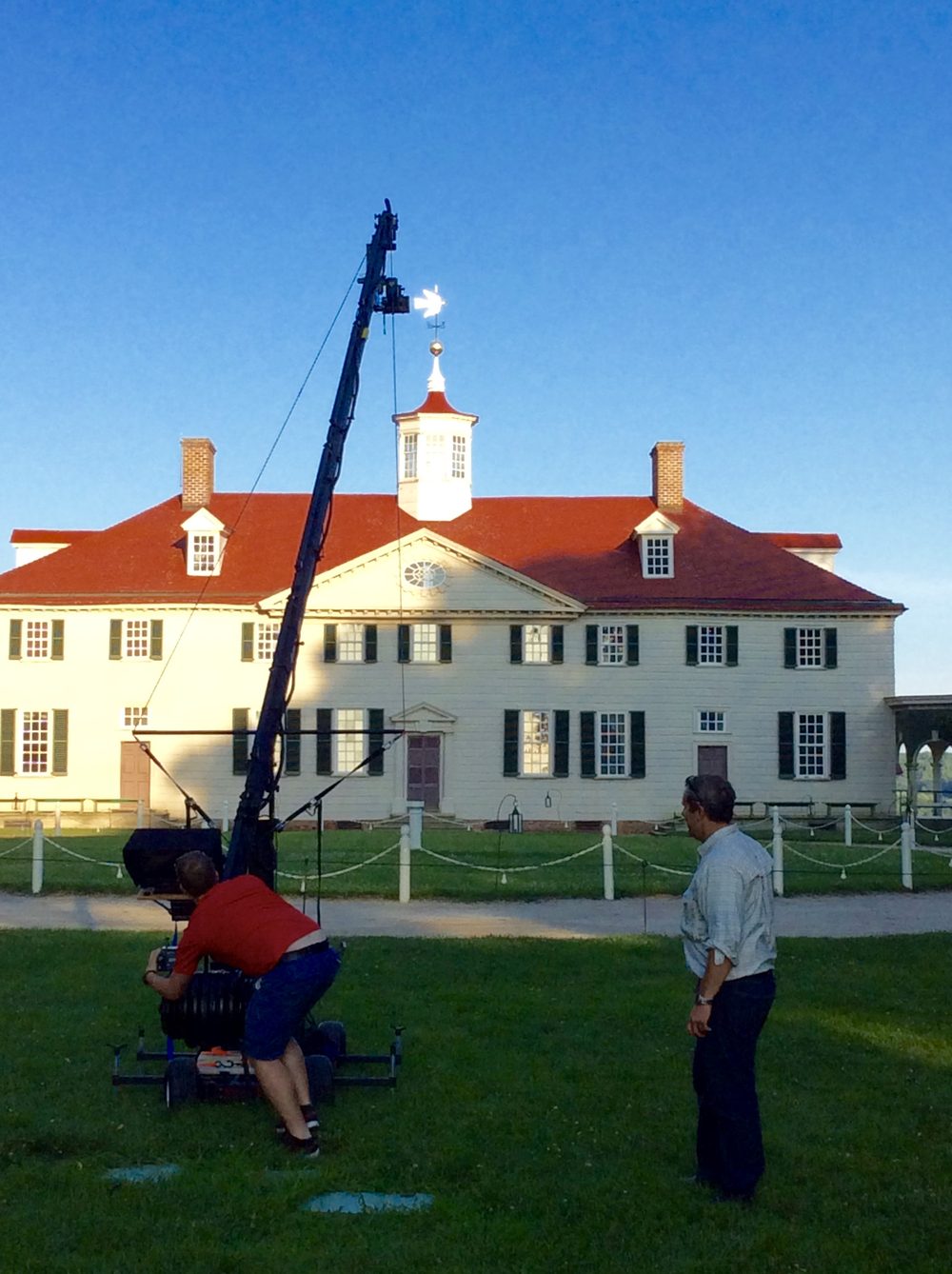 On set for Mount Vernon's orientation film