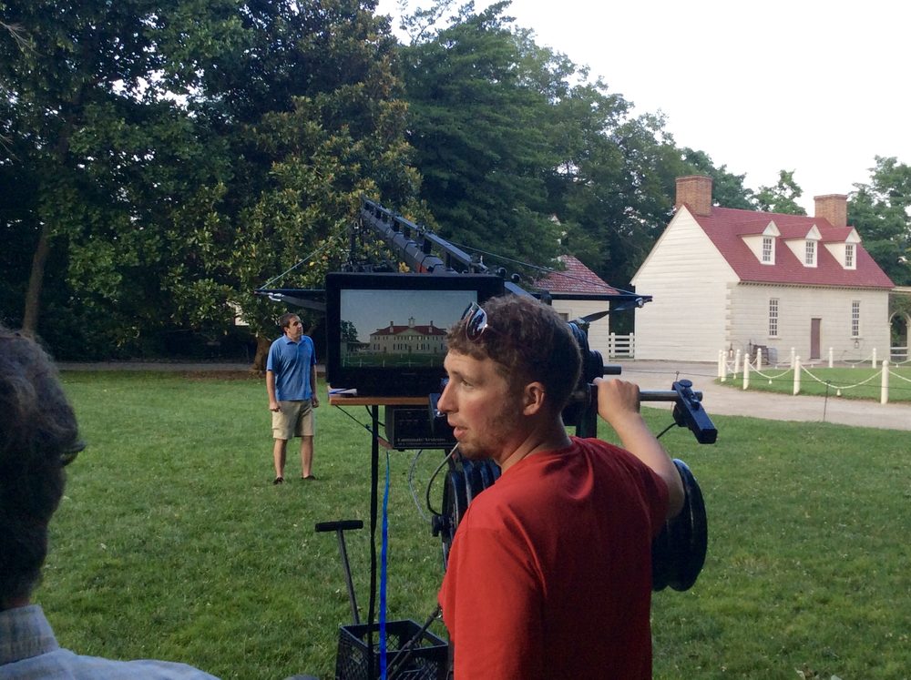 On set for the Mount Vernon orientation film