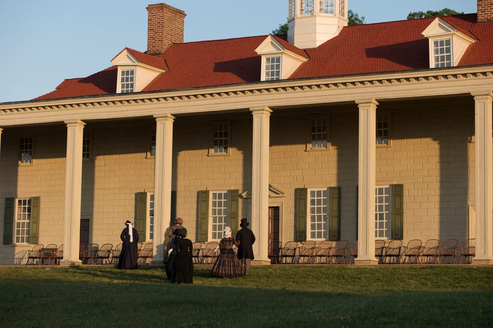 On set for the Mount Vernon orientation film