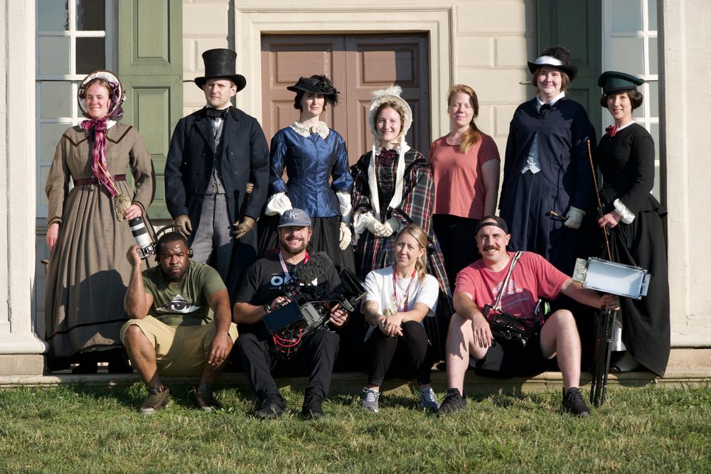 On set for the Mount Vernon orientation film