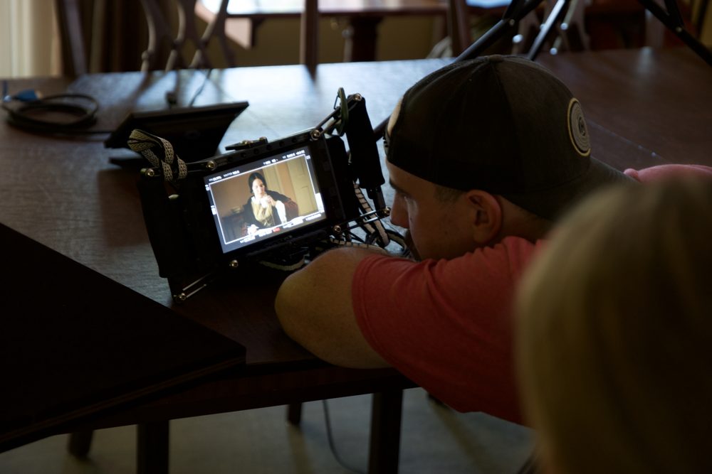 On set for the Mount Vernon orientation film