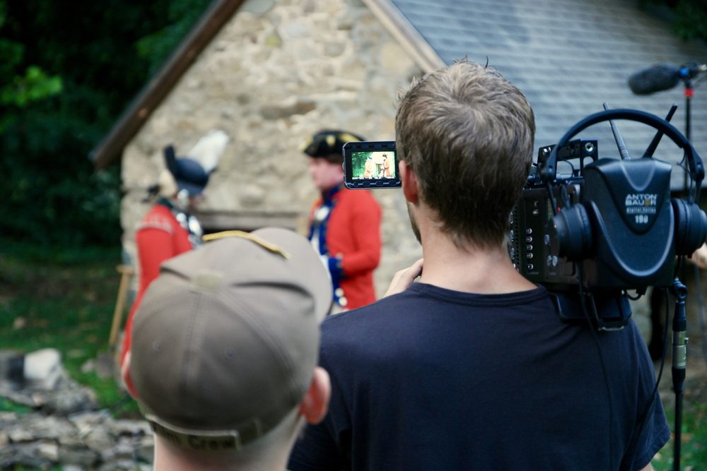 On set filming the Revolutionary War 4D Theater film