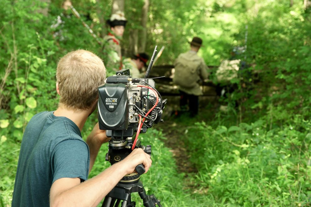 On set for the Revolutionary War 4D Theater film