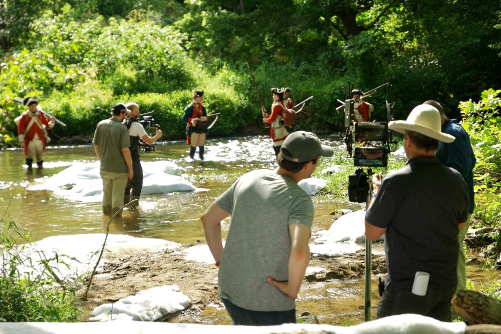 On set for the Revolutionary War 4D Theater film