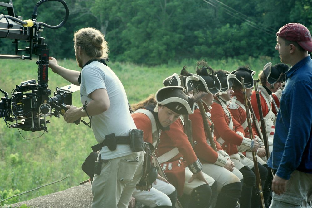 On set for the Revolutionary War 4D Theater film