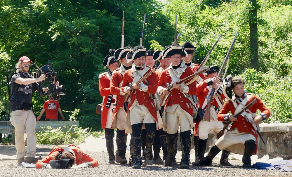 On set for the Revolutionary War 4D Theater film