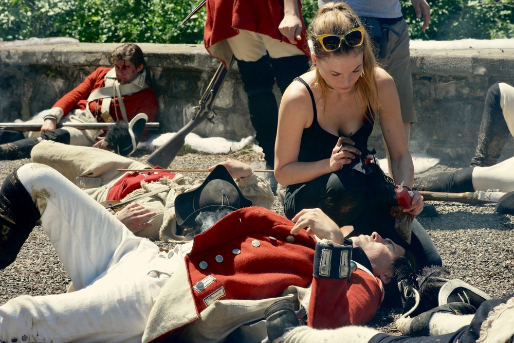 On set for the Revolutionary War 4D Theater film