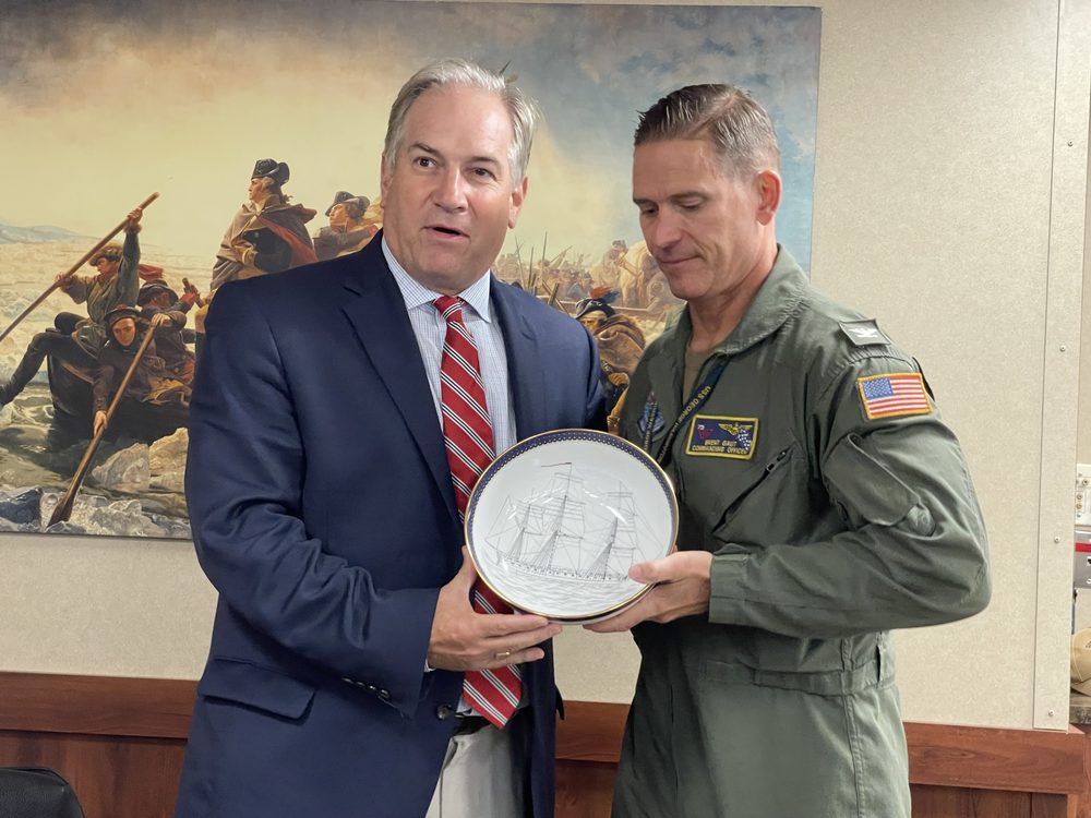 Receiving a plaque aboard USS George Washington - August 2023