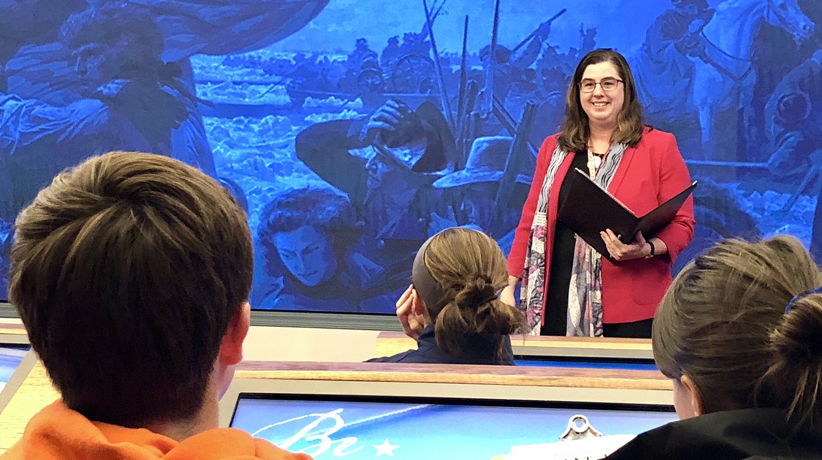 A classroom hosted session of Be Washington with students at desks
