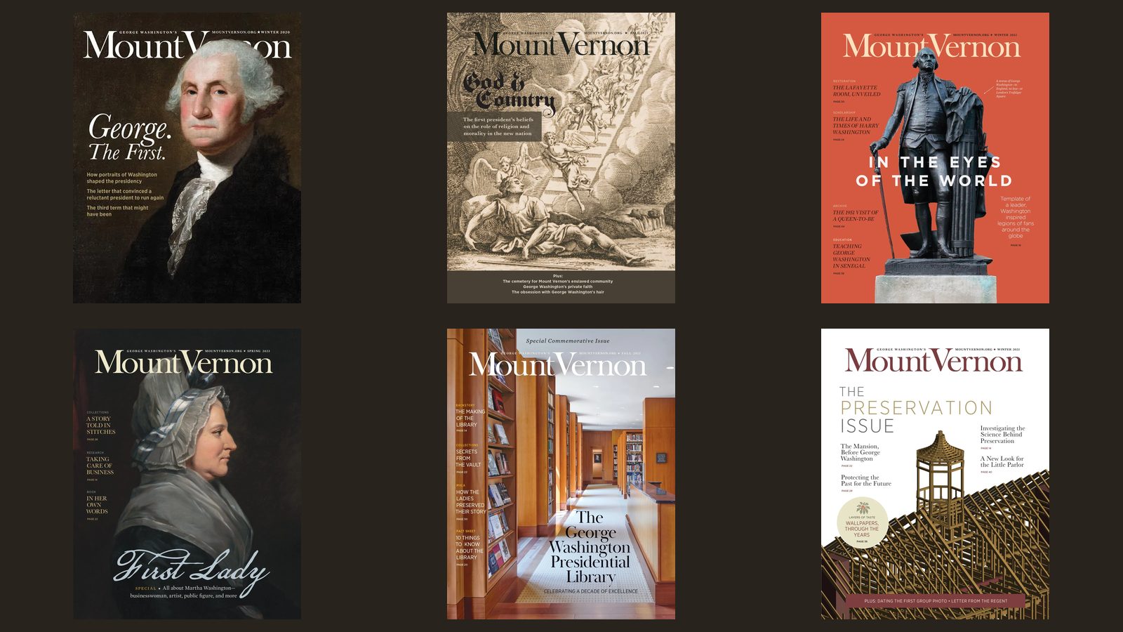 Mount Vernon Magazine — covers across Matt's editorship