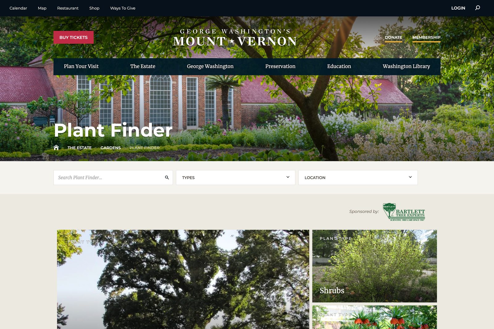 Plant Finder educational tool on Mount Vernon's site