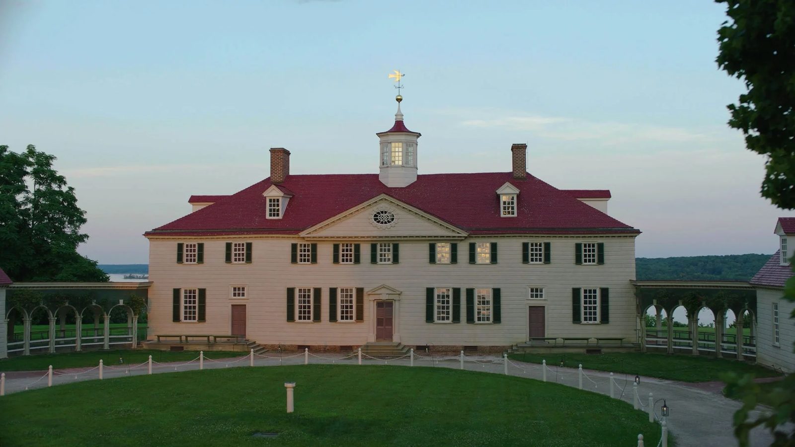 The Mansion at golden hour from the orientation film