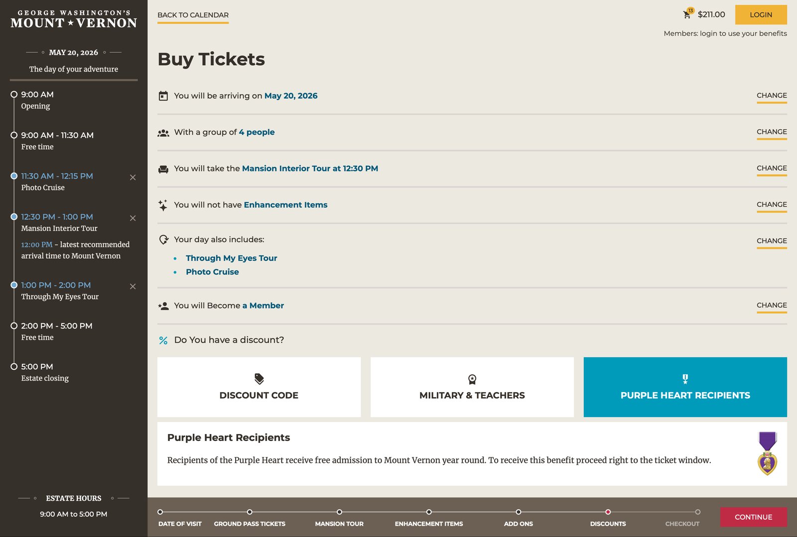 Step 6 — Discounts: member, AAA, military, and promotional code application