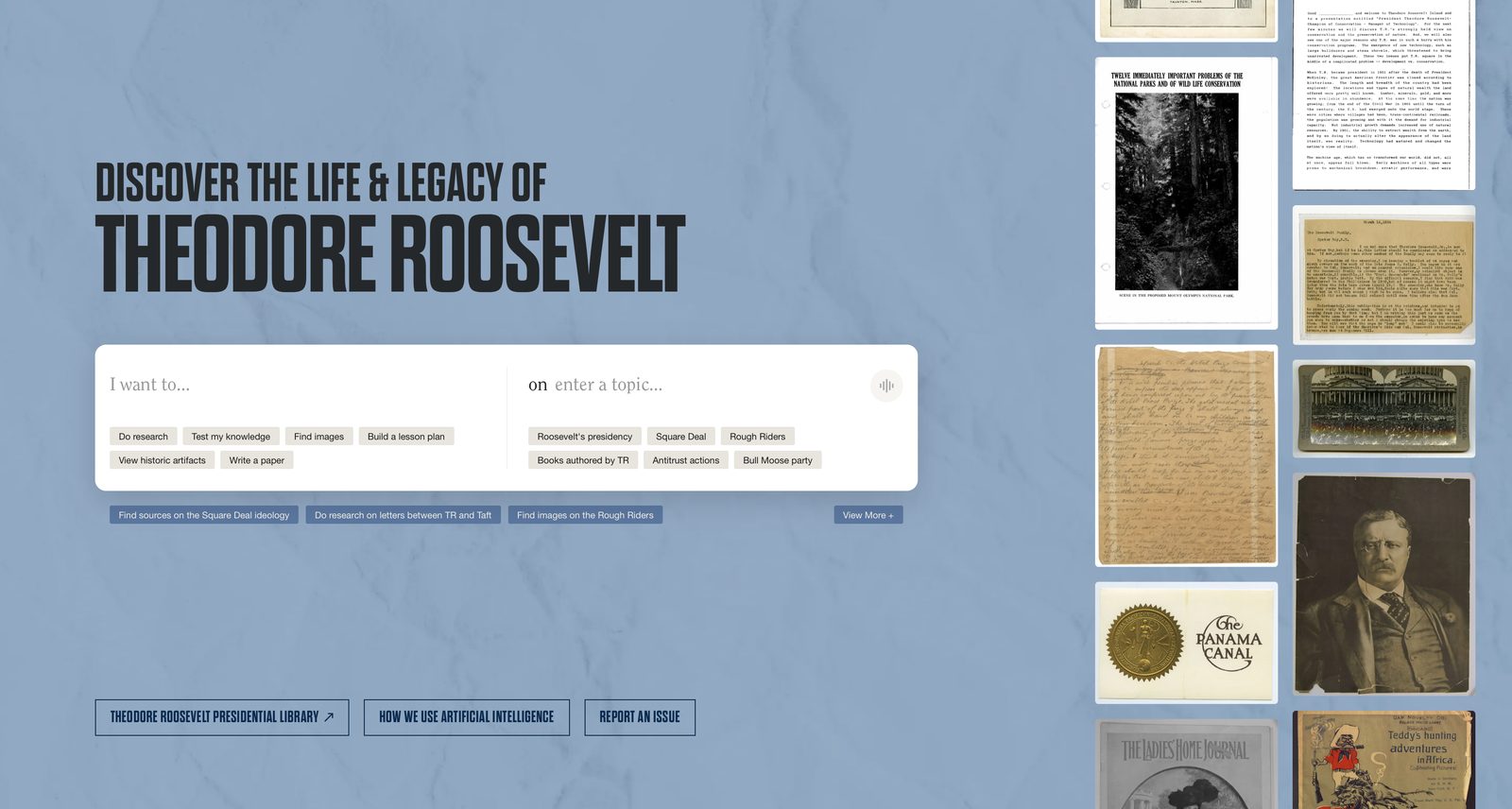 Theodore Roosevelt Reading Room AI tool