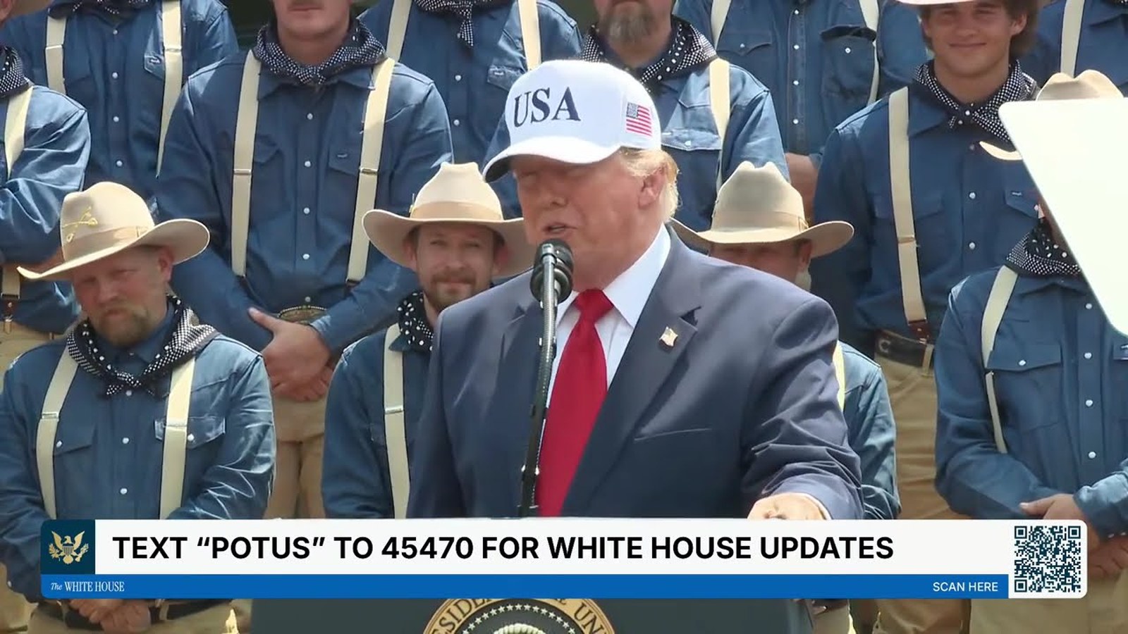 Broadcast frame of the dedication remarks at Burning Hills Amphitheatre