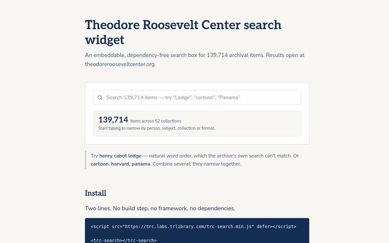 The collections search widget with autocomplete over 139,714 items